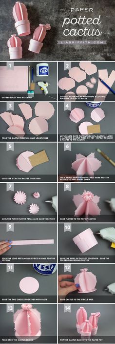 the instructions for how to make an origami flower with paper and glues