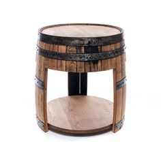 Bitters Bay Table - Motor City Barrels Barrel Side Table, Snowflake Handmade, Whiskey Barrel Table, White Oak Tree, Whiskey Barrel Furniture, Oak Shelf, Wine Barrel Furniture, Round Shelf, Whiskey Barrels