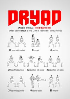 a poster with instructions on how to do the drayad workout for beginners