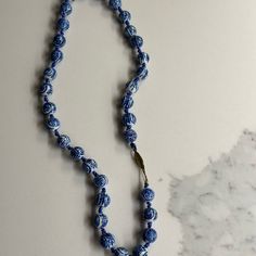 Blue And White Bead Design Nwot Summer Blue Beaded Necklace With Large Beads, Blue Single Strand Beaded Necklace For Summer, Casual Blue Necklace With Large Beads, Casual Blue Beaded Necklaces With Large Beads, Casual Blue Beaded Necklace With Large Beads, Casual Blue Beaded Chain Necklace, Blue And White Necklace, Jewelry Blue, White Necklace