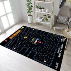 an area rug that has a game on it