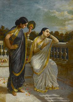 a painting of two women standing next to each other