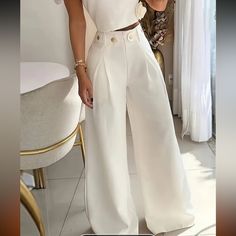 Solid Color Wide Leg Pants, Elegant High Waist Loose Pants For Spring & Summer, Women's Clothing. I Love These Pants!!! Absolutely Gorgeous!! High End, Luxury, Chic, Elegant, Blazer, Blouse, Louboutin, Suede, Burberry, Gold, Gucci, Casual, Louis Vuitton, Coats, Fendi, Attire, Maxi Dress, Poplin, Dress, Wide Leg Pants, Crop Top, Lace, Suede, Military, Gold, Pearl, Clutch, Designer, Blazer, Lady Jacket, Palazzo, Premium, J.Crew, Cardigan, Banana Republic, Cartier, Scarves, Crossbody Bags,Gg Belt, Wide Leg Pants Outfit Casual, Wide Leg Pant Outfit, White Elegance, Leg Pants Outfit, Pants Outfit Casual, Petal Sleeve, Two Piece Pants Set, Sleeveless Tee, Casual Suit