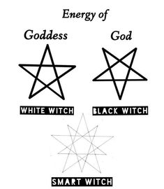 four different types of stars with the words energy of god and white witch