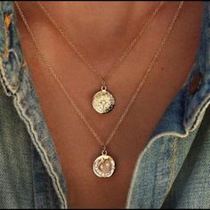 18k Gold Plated Sun And Moon Coin Necklace Layered Necklace Gold, Star And Moon Necklace, Necklace Gold Chain, Gold Chain Choker, Necklaces Pendant, Coin Pendant Necklace, Star Pendant Necklace, Moon Pendant Necklace, Women Necklace