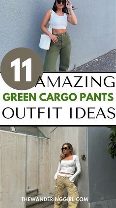 Dark Khaki Cargo Pants Outfit, Sage Cargo Pants Outfit, Cargo Pants Cold Weather Outfit, Green Wide Leg Cargo Pants Outfit, How To Style Army Green Cargo Pants, What To Wear With Green Jeans, Cargo Pants Outfit Street Style Winter, How To Dress Up Cargo Pants, Green Carpenter Pants Outfit