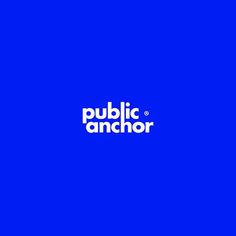 the public anchor logo is shown on a dark blue background, with white letters that read public anchor