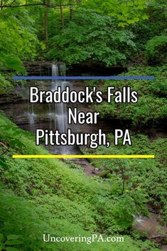 the words braddock's falls near pittsburgh, pa