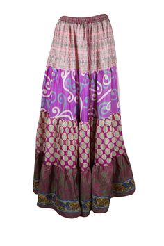 Embrace your free-spirited side with our Boho Chic Maxi Skirt, designed for the modern soul who loves to blend Light Purple Floral comfort and style. This flowing, maxi-length skirt features vintage-inspired tribal prints and earthy tones, perfect for creating a laid-back yet hippie-style look. Handcrafted with care, the skirt boasts tiered layers and subtle, giving it a graceful, gypsy flair. Whether you're strolling on the beach or attending a festival, this relaxed-fit statement skirt will fl Chic Maxi Skirt, Skirt Patchwork, Beach Maxi Skirt, Statement Skirt, Floral Maxi Skirt, Boho Skirts, Free Spirited, Hippie Style, Earthy Tones