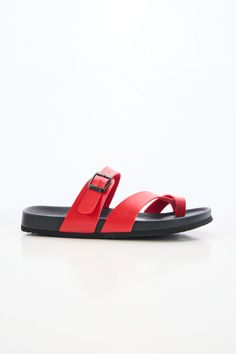 Step into comfort and style with Maibulun Thong Toe Cushioned Footbed Sandals. Designed with a cushioned footbed and thong toe, these sandals provide the perfect blend of support and style. The bold red color adds a pop of color to any outfit, making these sandals a versatile addition to your wardrobe. 0.59" inch heel Slip-on / buckle closure Soft Cushioned footbed Man-made leather upper Man-made lining PU sole Reindeer Headband, Footbed Sandals, Outfit Making, Pop Of Color, Daily Dress, Dress Jewelry, Accessories Necklace, Beautiful Things, Red Color