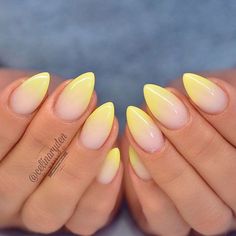 Ombre Yellow Acrylic Nails, Ombré Yellow Nails, Yellow Ombre Nails, Coffin Ombre, How To Do Ombre, Yellow Nail Art, Yellow Nails Design, Yellow Nail, Nails Yellow