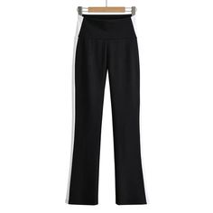 Brand Name: Tavimart Style: CasualWaist Type: HIGHDecoration: Side StripeFabric Type: BlendedPattern Type: stripedPant Style: Flare PantsMaterial: CottonMaterial: nylonMaterial: SpandexFit Type: skinnyLength: Full LengthClosure Type: Elastic WaistGender: WOMENModel Number: JK2110212Front Style: Flat Black Wide Leg Pants With Contrast Stripes, Black Wide-leg Pants With Contrast Stripes, Chic Black Bottoms With Contrast Stripes, Black Trousers With Contrast Stripes, Stretch Black Pants With Contrast Stripes, Black Stretch Pants With Contrast Stripes, Black Bottoms With Contrast Stripes For Workwear, Black Bottoms With Contrast Stripes For Work, Black Stretch Bottoms With Contrast Stripes