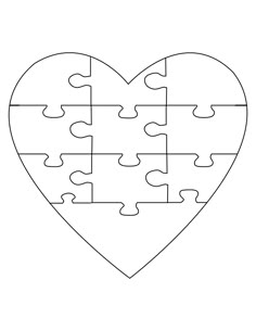 a heart shaped puzzle piece with missing pieces