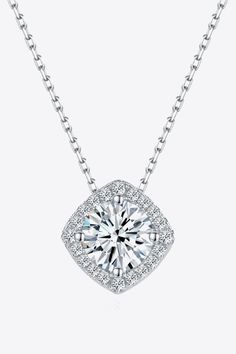 Showcase your personality with 1 Carat Moissanite Geometric Pendant Necklace. 🌟Unique pendants for every style at LOVCIA. Shop https://lovcia.com/products/1-carat-moissanite-geometric-pendant-necklace . #Lovcia #LovciaJewelry #GiftsForWomen #PendantNecklaces #Necklaces #NecklacesForWomen #Women'sNecklaces #PersonalStyle #Pendants #JewelryForWomen #JewelryForGirls #GiftForHer #GiftForLove #LatestPendantStyle #PendantJewelry Silver Necklace Designs, Geometric Pendant Necklace, Minimalist Beauty, Geometric Pendant, Moissanite Diamonds, Diamond Shapes