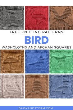 free knitting patterns for bird washcloths and afghan squares