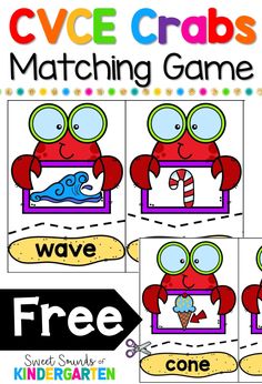 an ocean themed cvce crab matching game