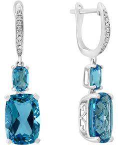 Lali Jewels creates utter enchantment with these gorgeous Swiss blue topaz and diamond drop earrings. Elegant Blue Diamond Gemstones, Elegant Blue Gemstones With Prong Setting, Formal Light Blue Jewelry With Gemstone Accents, Elegant Blue Gemstones With Brilliant Cut, Light Blue Gemstone Accents Jewelry For Formal Occasions, Light Blue Gemstone Accents Formal Jewelry, Light Blue Gemstone Accent Jewelry For Formal Occasions, Fine Jewelry Blue Topaz With Pave Setting, Elegant Blue Topaz Cushion Cut Jewelry