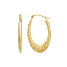 Add a fashionable touch to any ensemble with these Forever 14K 14k gold textured oval hoop earrings. Click on this JEWELRY & WATCHES GUIDE to learn about fit, styles, materials and more! Add a fashionable touch to any ensemble with these Forever 14K 14k gold textured oval hoop earrings. Click on this JEWELRY & WATCHES GUIDE to learn about fit, styles, materials and more! FEATURES Dimensions: 18.75 mm x 22.5 mm x 2 mm Backings: click-it Nickel free Metal: 14k gold Finish: polished Packaging: boxe Elegant Textured Yellow Gold Jewelry, Yellow Gold Oblong Hoop Earrings, Elegant Yellow Gold Oblong Hoop Earrings, Elegant Textured Jewelry For Anniversary, Elegant Hammered Oval Hoop Earrings, Elegant Oval Hammered Hoop Earrings, Gold Hammered Oval Hoop Earrings, Gold Oval Hammered Hoop Earrings, Classic Hammered Oval Jewelry