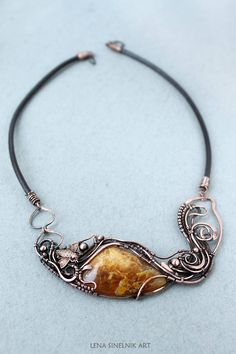 Wire wrapped necklace Simbircite pendant Gemstone Handmade Handmade Unique Wire Necklaces, Unique Handmade Wire Necklaces, Handmade Amber Metal Necklace, Bronze Wire Wrapped Pendant Necklace, Artistic Wire Wrapped Pendant Necklace, Handmade Freeform Copper Necklaces, Hand Forged Bronze Necklaces With Copper Wire, Artisan Wire Wrapped Amber Necklace, Nature-inspired Wire Wrapped Metal Necklaces