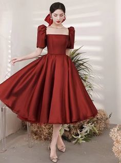 New, bubble party dress, red birthday dressMaterial:satinColor:as picture or custom colorNeckline:square neckBack details:bandageStyle:princessDress type:A-line<p>Features:cute,bubble sleeve</p><br/><p>Customized service and Rush order are available.</p><br/><p>This dress could be custom made, there are no extra cost to do custom size and color.</p><br/><p>Please leave your phone number for shipping when you order the dress.</p>&l Red Square Neck Dress For Wedding, Red Square Neck Wedding Dress, Fitted Satin Prom Dress With Square Neck, Fitted Satin Dress With Square Neck For Prom, Prom Dresses With Square Neck In Satin, Satin Square Neck Prom Dress, Square Neck Satin Prom Dress, Red Square Neck Party Dress, Square Neck Bridesmaid Dresses For Prom Season