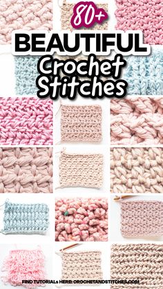 18 swatches for crochet stitches tutorials Cool Crochet Stitches, Crochet Stitches Basic, Lacy Crochet Stitches, Beautiful Crochet Stitches, Textured Crochet Stitches, Unique Crochet Stitches, Simple Crochet Stitches, Crochet Stitch Patterns, Advanced Crochet Stitches