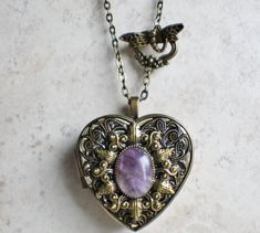 Grunge Diy, Lavender Witch, Music Box Locket, Heart Shaped Locket, Amethyst Heart, Dope Jewelry, Funky Jewelry, Jewelry Lookbook, Heart Locket