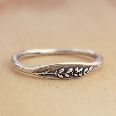 Lavender Ring, Leaf Wedding Rings, Botanical Ring, Rustic Wedding Rings, Daisy Ring, Bronze Jewelry, Jewelry Sterling Silver