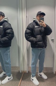 Tnf Puffer Jacket Outfit Men, Puffer Men Outfit, Puffer Jacket Outfit Winter Style Men, Puffer Outfit Men, Winter Drip Outfits Men, Guys Winter Outfits, Puffer Jacket Outfit Men, Winter Outfits Men Streetwear, Mens Fall Outfits