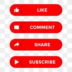 red buttons with different words on them, like comment and share subscribe