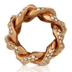 DESCRIPTION: This diamond cuban link ring in 14k rose gold which weighs approximately 38 grams. Features 4.50 carats of dazzling round diamonds, each masterfully set in lustrous highly polished shiny rose gold frame. Very unique and absolutely luxurious diamond cuban link ring is also available in a white gold. DETAILS: Item Code 9499 Diamond Carat Weight 4.50 Ctw Diamond Clarity VS1, VS2 Diamond Color F, G Metal Color Based on Gold Color Selection Item Weight 38 grams Cuban Link Ring, Link Ring, Rose Gold Frame, Vs2 Diamond, Jewelry Appraisal, Linking Rings, Diamond Carat, Cuban Link, Diamond Color