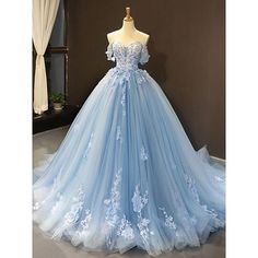 Cheap Prom Dresses Online, Dresses Off Shoulder, Sparkly Prom Dress, Tulle Balls, Floral Wedding Dress, Tulle Ball Gown, Cute Prom Dresses, Gown Prom, Prom Dresses Online