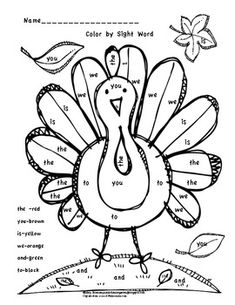 a turkey color by number page with numbers on it and the words, colors by number