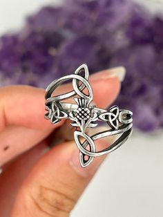 Scottish Ring, Celtic Rings Women, Thistle Ring, Middle Finger Ring, Celtic Heritage, Trinity Ring, Scottish Jewellery, Celtic Knot Ring, Trinity Knot