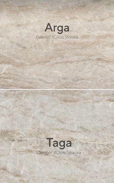 the different types of marble tiles are shown in three different sizes and colors, including beige