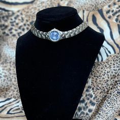 Silver & periwinkle blue watch choker necklace ⏱ Has a lobster clasp hook, and adjustable length, 16 1/4" long Watch Choker, Blue Watches, Periwinkle Blue, Choker Necklaces, Lobster Clasp, Necklace Etsy, Choker, Choker Necklace, Beauty Book