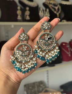 Jewelry Accessories Indian, Antique Jhumkas, Blue Jhumka, Ethnic Jewelry Indian, Earrings Blue, Capsule Wardrobe Jewelry, Stylish Jewelry Accessories, Indian Accessories, Antique Jewellery Designs