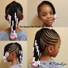 Hairstyles Added Hair, Kid Braid Hairstyles, Angel Hairstyles, Beads Cornrows, Girl Mohawk, Cornrows Hair, Cornrows For Girls