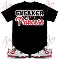 Custom Designed Sneaker T Shirt T-Shirt Features - Comfortable and light, premium short sleeve tee. 🔹 Premium fit 🔹100% Soft cotton 🔹Light fabric (4.3 oz/yd² (146 g/m 🔹Tear away label Shoes Not Included Custom Made - Not Adidas, Nike, or Jordan Brand Sneaker Tee, Sneaker T-Shirt The sneakers/shoes are not being sold in this product. You are only purchasing the tshirt/hoodie/socks/sweatshirt/tank top/hat/shorts. Shoes are NOT included. The shoes displayed are sold separately elsewhere and are Red Logo Print T-shirt For Streetwear, Red Relaxed Fit Hip Hop T-shirt, Red Short Sleeve T-shirt With Letter Print, Red Hip Hop T-shirt For Summer, Red Graphic Tee For Streetwear, Red Hip Hop T-shirt With Short Sleeves, Red Short Sleeve T-shirt With Text Print, Red Short Sleeve Hip Hop Top, Red Letter Print Hip Hop T-shirt