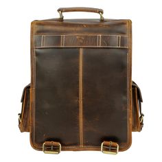 FULL-GRAIN LEATHER - Each of our bags are handcrafted by experienced craftsmen and is made from full-grain water buffalo leather. The leather is thick and sturdy yet not rigid. HOLDS EVERYTHING - The size of the bag is 11 inches wide 14 inches high and 5 inches deep. Komalc leather backpack is equipped with 1 large main compartment to hold your tablet or a small laptop, college books etc., and 1 zipped compartment. We have also provided a zipper pocket and a card or phone holder inside the first Rectangular Leather Backpack With Waxed Finish For Outdoor, Leather Backpack For Trip, Rectangular Waxed Leather Backpack For Outdoor, Rectangular Leather Backpack With Leather Lining For Trips, Rugged Backpack With Leather Backing For Everyday Carry, Rugged Backpack With Leather Backing For Daily Use, Rugged Everyday Backpack With Leather Backing, Rugged Leather Rectangular Backpack, Rugged Brown Leather Backpack For Travel