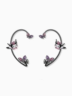 This price is for a left or right ear cuff only, others are not included. Kuromi Jewelry, Black Ear Cuff, Kawaii Items, Diy Bracelet Designs, Diy Bracelet, Left Or Right, Bracelet Designs, Alternative Fashion, Diy Bracelets