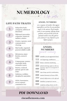 an info sheet with numbers and symbols for the numerroly page on it