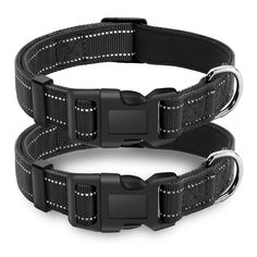 LIEVUIKEN 2 Pack Reflective Dog Collar with Safety Locking Buckle, Adjustable Soft Breathable Comfortable Nylon Pet Collar for Small, Medium and Large Dogs, 5 Sizes Quick Release Dog Collar, Tactical Dog Collar, Dog Collar Choker, Emo Dog Collar, Waterproof Dog Collar, Large Dogs, Pet Collars, Dog Collar, Buckle