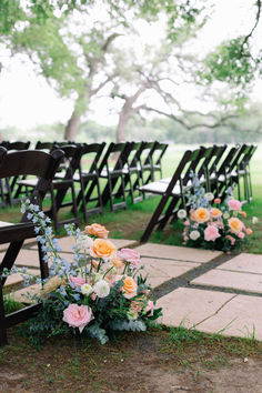 Ceremony wedding flowers. Wedding Aisle Markers Flowers, Colorful Aisle Decor, Wildflower Wedding Ceremony Aisle Decorations, Aisle Marker Flowers, Wildflower Wedding Aisle Decorations, Spring Wedding Aisle Flowers, Wildflower Ceremony Aisle, Unique Aisle Decorations Wedding, Backyard Wedding Aisle Ideas