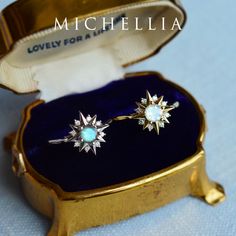 "Our current turnaround time for regular orders is 6-8 weeks. For urgent orders, please shop our Ready-to-Ship collection below (7-10 business days): https://michellia.com/collections/ready-to-ship (please copy and paste into browser) -------- 「Astra」- Starlight Ring, in Forever One Moonstone | R3009 Astra, meaning \"of the stars\" in Greek, or \"divine strength\" in Latin. Taking the shape of a compass rose, Astra is meant to be more than a pretty symbol; Aside from her unmistakably celestial e Labradorite Engagement Ring, Moon Of My Life, Ring Moon, Celestial Wedding, Moon And Star Earrings, Moonstone Engagement, Moonstone Engagement Ring, Platinum Jewelry, Matching Wedding Bands