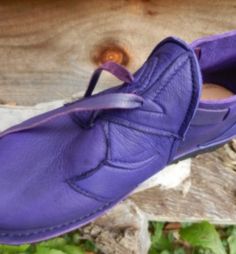 Handmade purple Leather Shoes - Purple Bull Hide - "N0 SHOES"  AquaTread Sole- Deer Skin Trim - Custom Made Size 5, 6, 7, 8, 9, 10 by thoseshoes on Etsy Luxury Purple Leather Shoes With Round Toe, Luxury Purple Elegant Leather Shoes, Purple Sole Shoes, Native Clothing, Shoes Purple, No Shoes, Shoes World, Handmade Leather Shoes, Barefoot Shoes