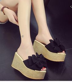 Women Pee Toe Wedges Sandal Shoes Butterfly-knot High Heels Platform Sandals Butterfly Knot, Heels Platform, Sandal Shoes, Wedge Espadrille, Platform Sandals, Wedge Sandals, Espadrilles, Shoes Sandals, High Heels