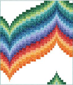 a cross - stitch rainbow pattern on a white background