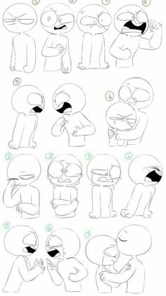 how to draw cartoon characters with different expressions and gestures for each character in the game