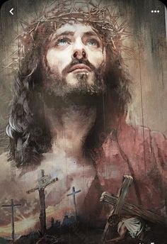 the face of jesus with crucifixs on it