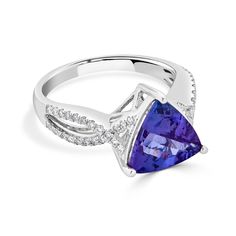 10.5x10.5 Violetish Blue AAAA Tanzanite Ring Trillion shape 3.30 ct with 0.28 cttw Diamond in 14K White Gold Product Information SKU TT247A/17 Metal Type 14K Metal Color White Gold Ring Style Solitaire Primary Stone Gemstone Name Tanzanite Gemstone Species Zoisite No. Of Gemstones 1 Gemstone Shape Trillion Gemstone Weight 3.30 Gemstone Size 10.5x10.5 Origin Tanzania Secondary Stone Gemstone Name Diamond Gemstone Species Diamond No. Of Gemstones 44 Gemstone Shape Round Gemstone Weight 0.28 Gemsto Gia Certified Trillion Cut Diamond Ring For Formal Occasions, Gia Certified Trillion Cut Diamond Ring For Formal Events, Elegant Gia Certified Trillion Cut Ring, Trillion Cut Halo Setting Ring For Formal Occasions, Formal Trillion Cut Ring With Halo Setting, Trillion Cut Halo Ring For Formal Occasions, Gia Certified Trillion Cut Formal Rings, Formal Gia Certified Trillion Cut Ring, Trillion Cut Tanzanite Rings For Wedding